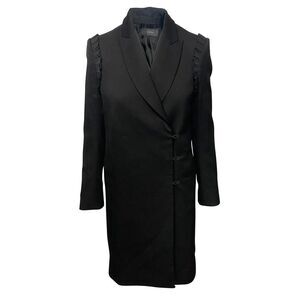 Joseph Ruffled Coat in Black Wool
